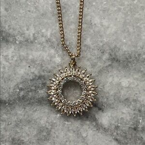 J.Crew Gold Sunburst Crystal Pendant Necklace - Women Jewelry